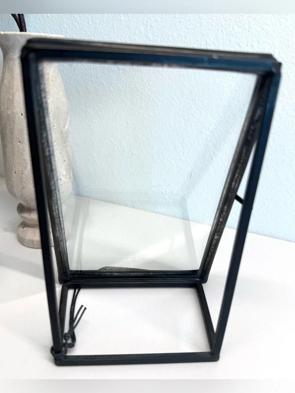 Magnolia Distressed Black Metal Floating Glass 4x6 Picture Frame